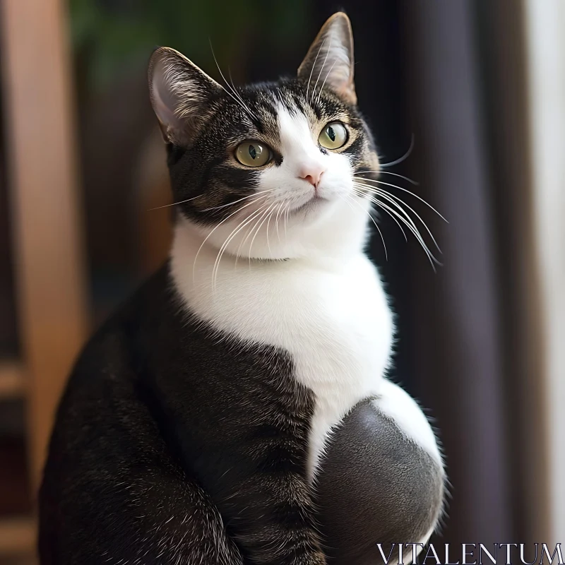 Expressive Green-Eyed Cat Portrait AI Image