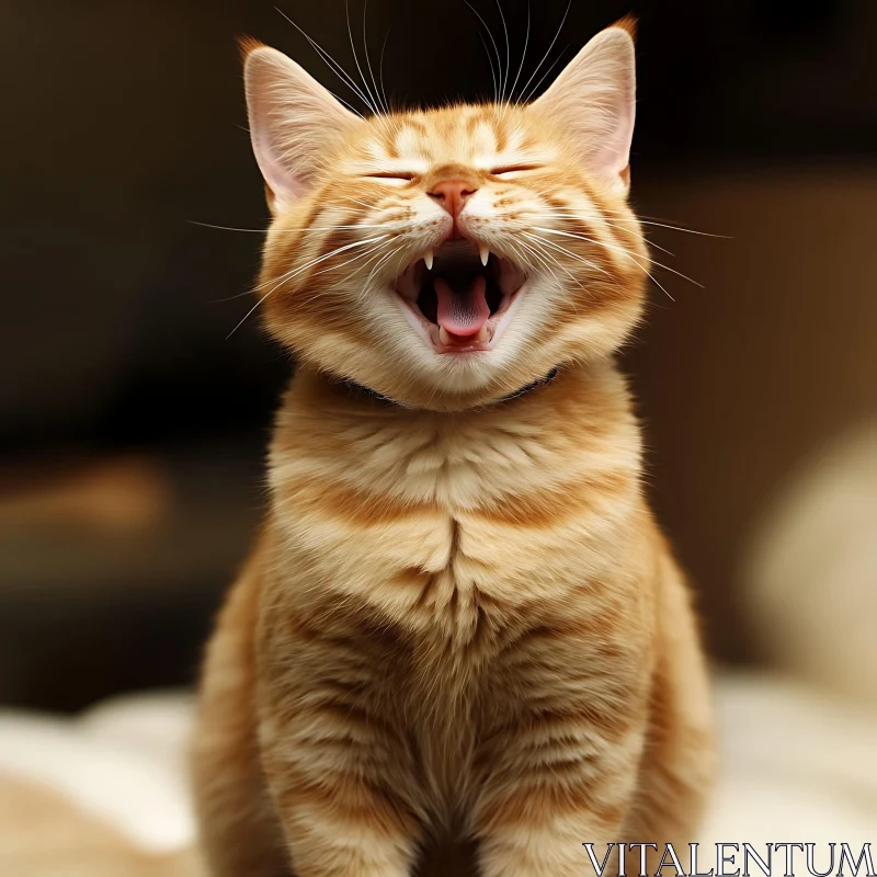 Cute Orange Kitten Laughing AI Image