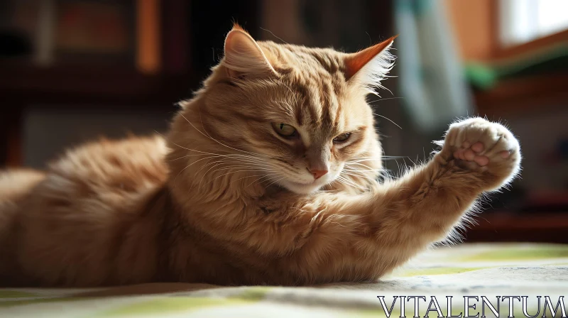 Stretching Orange Tabby Cat AI Image