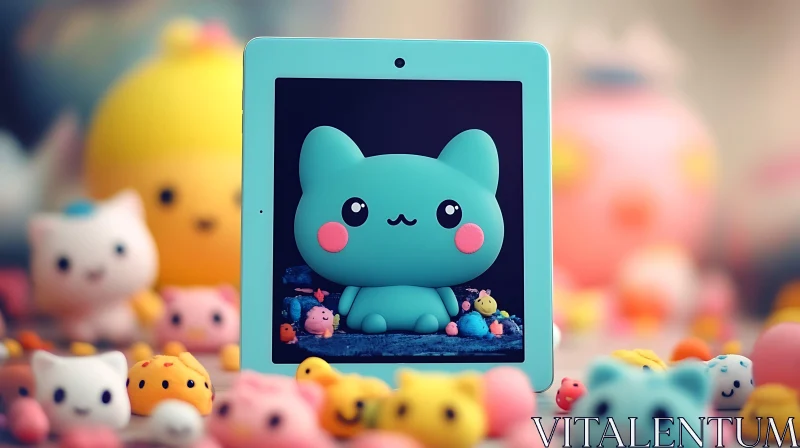 Playful Blue Cat Anime Art AI Image