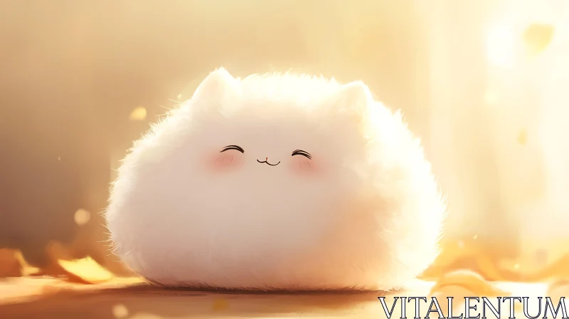 AI ART Cute Fluffy Round Character with a Smile