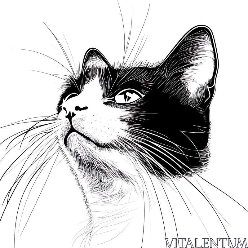 AI ART Artistic Cat Portrait in Black and White