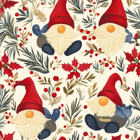 Festive Gnomes and Holly Pattern