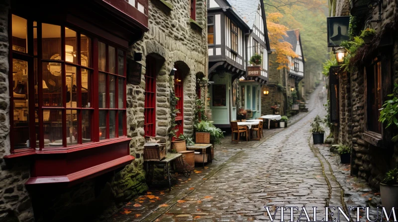 Captivating Old Stone Alley in a Charming Village AI Image