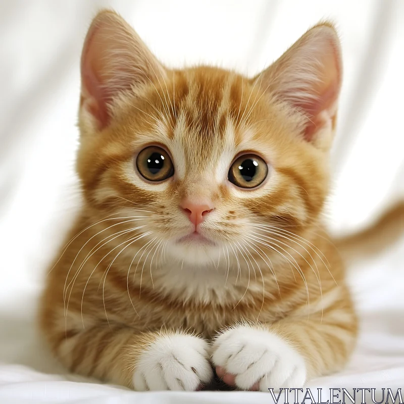 Cute Ginger Kitten Close-Up AI Image