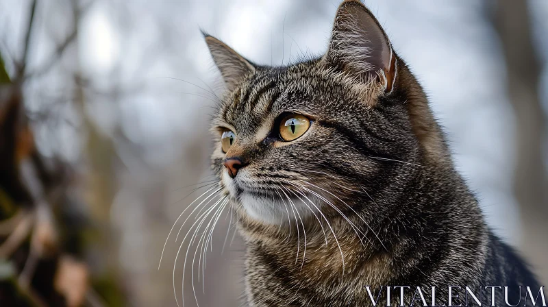 Portrait of an Alert Tabby Cat AI Image