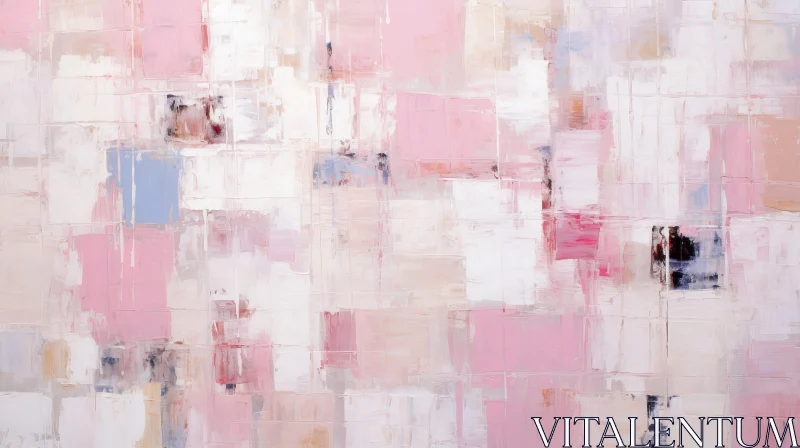 Soft Geometric Abstract Painting in Pink, White, Gray AI Image
