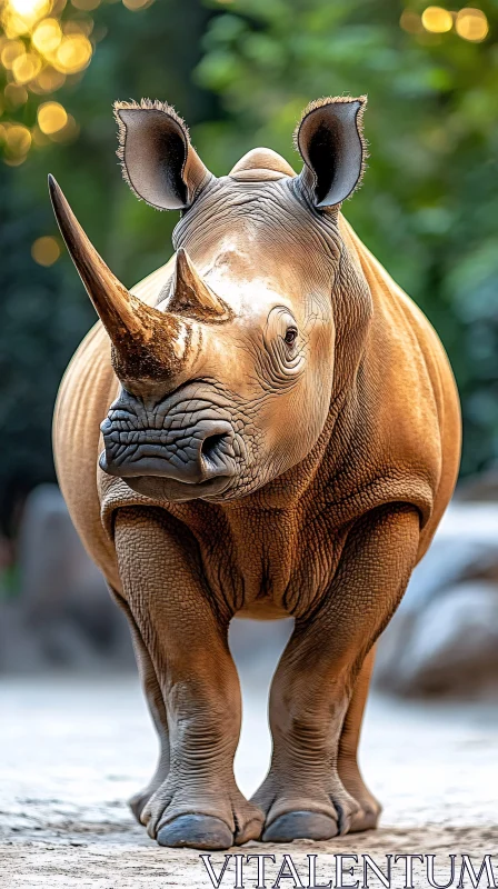 AI ART Wild Rhinoceros with Prominent Horn