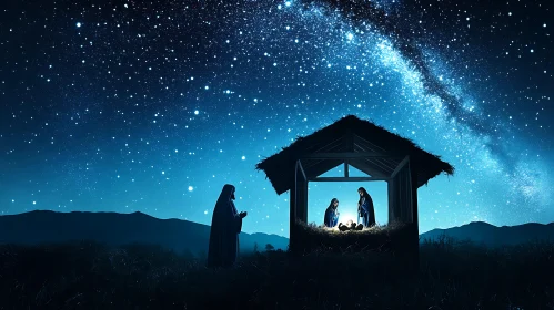 Starry Night Nativity Scene