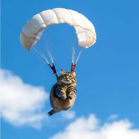 Feline Parachute Adventure in the Sky