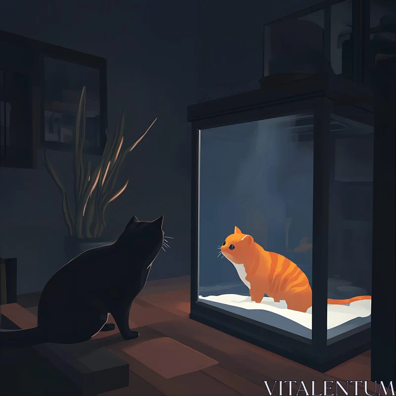 Cat Mystique: The Gaze Inside the Glass AI Image