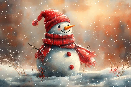 Festive Winter Snowman Scene