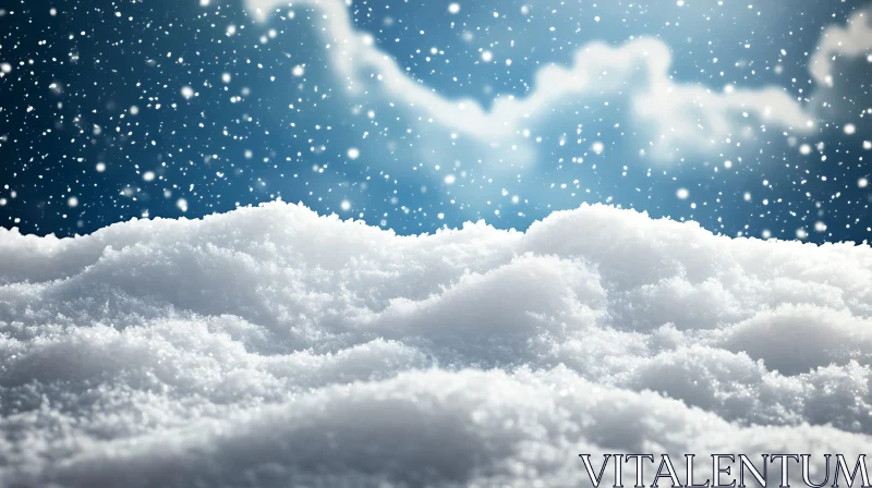 AI ART Peaceful Snowfall Under Cloud-Dappled Sky