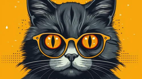 Cat with Glasses Digital Painting