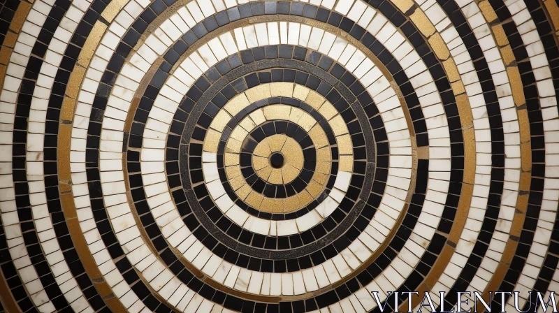 Circular Mosaic Floor Art AI Image