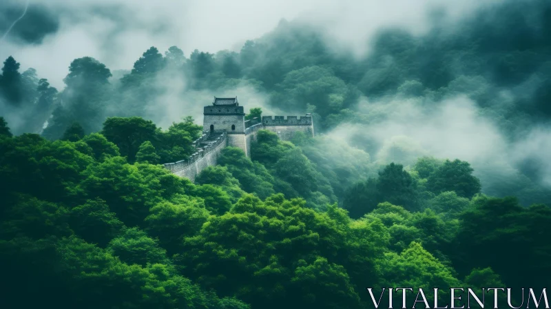 Mystical Great Wall of China: A Captivating Journey into Nature's Splendor AI Image