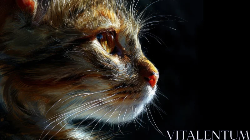 Realistic Cat Profile Painting in Brown and Orange AI Image