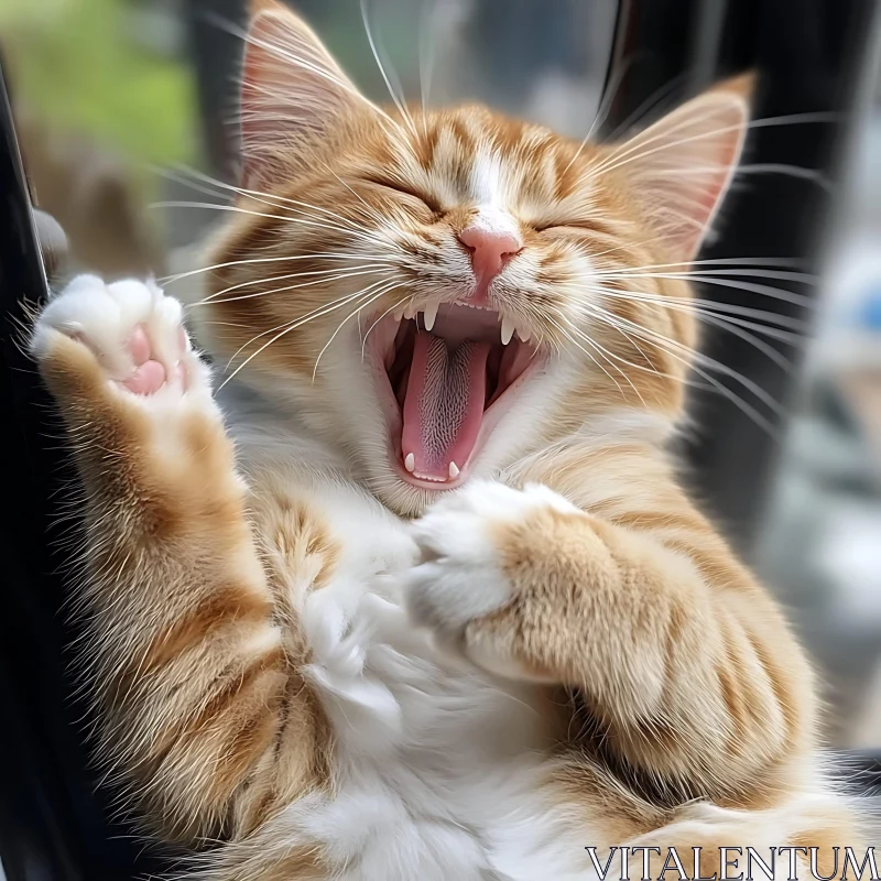 Cute Yawning Kitten Close-Up AI Image