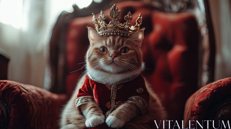 Majestic Feline in Royal Attire AI Image