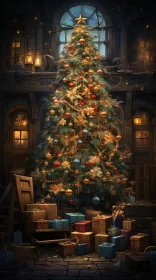 Charming Christmas Tree with Ornaments and Presents