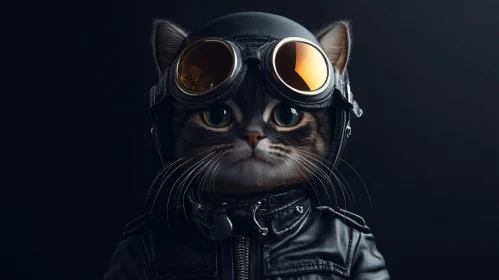 Biker Cat Portrait