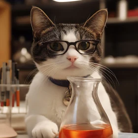 Cute Feline Researcher in Lab