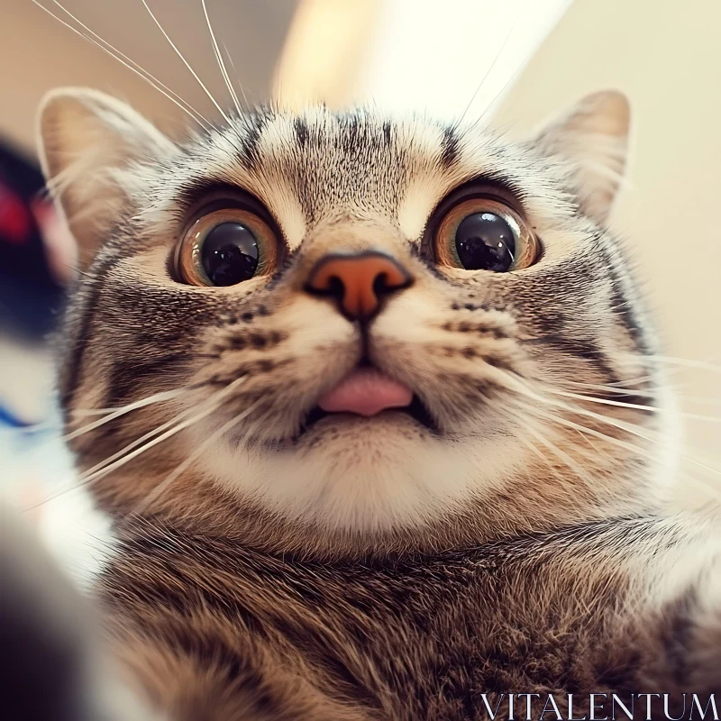 Charming Feline Close-Up with Playful Expression AI Image