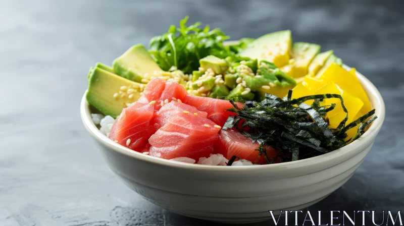 AI ART Delicious and Healthy Poke Bowl with Tuna and Avocado