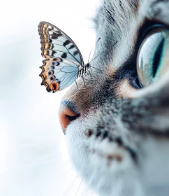 Intricately Detailed Close-Up of Butterfly and Cat