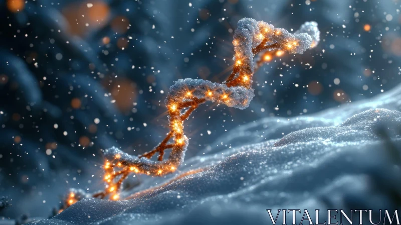 Mesmerizing Christmas Lights in the Snow: A Delicate and Realistic Depiction AI Image