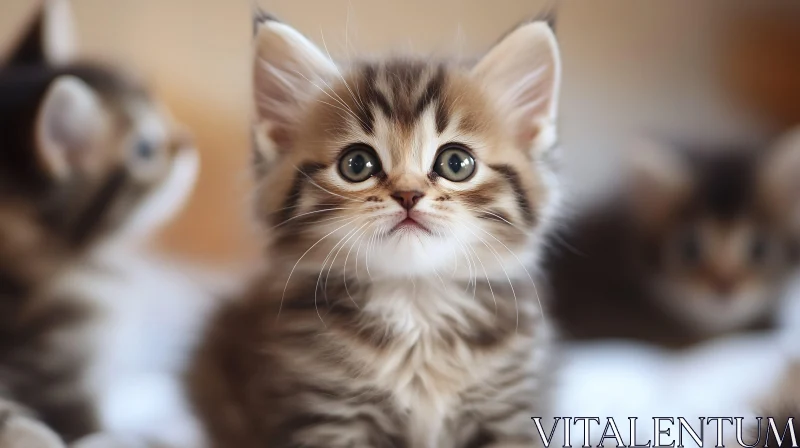 Cute Little Kitten against a Soft Background AI Image