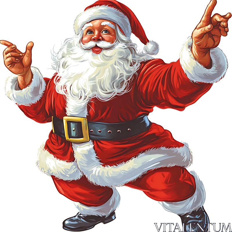 Jolly Santa Claus Pointing Happily AI Image