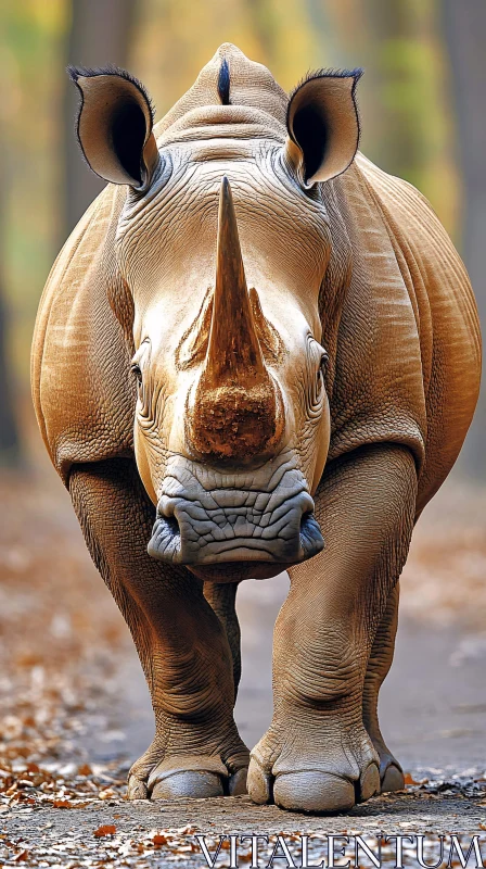 Powerful Rhinoceros on Forest Path AI Image