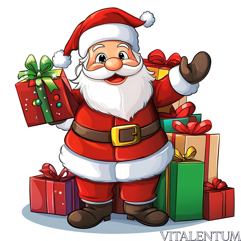 Festive Santa Claus with Gifts AI Image