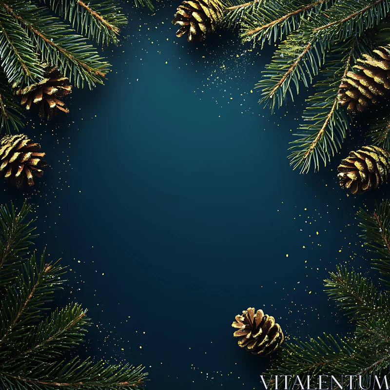 Elegant Holiday Pine Cones and Evergreen Arrangement AI Image