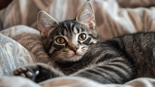 Relaxed Tabby Cat with Expressive Eyes