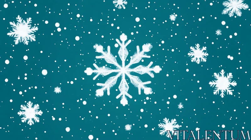 AI ART Winter Snowflakes Against Teal