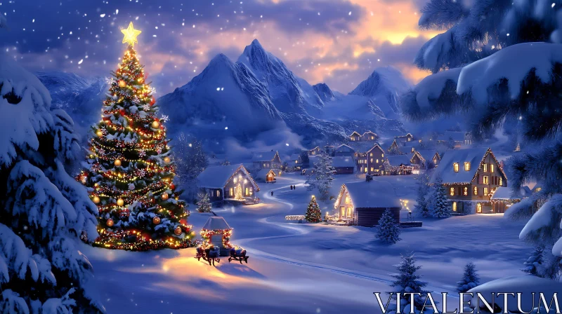 Winter Wonderland Christmas Scene AI Image