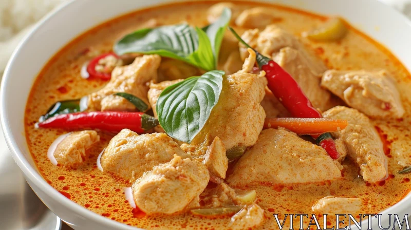 Delicious Red Curry with Chicken and Vegetables AI Image