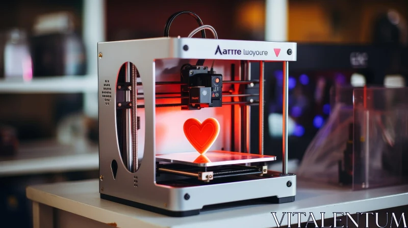 Innovative 3D Printing: Red Heart-Shaped Object Creation AI Image