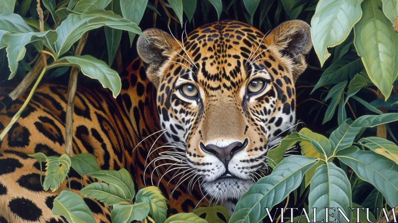 Majestic Jaguar in the Lush Green Jungle - Wildlife Art AI Image