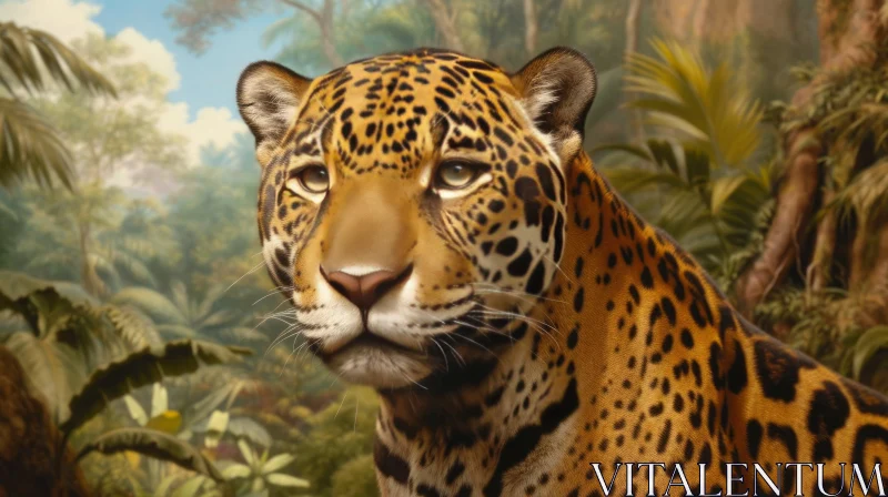 Powerful Jaguar in Lush Jungle - A Captivating Painting AI Image