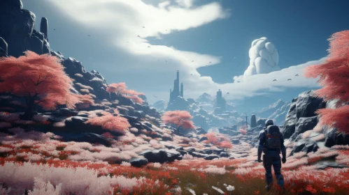 Red and Pink Wild Flowers in a Sci-Fi World | Unreal Engine 5