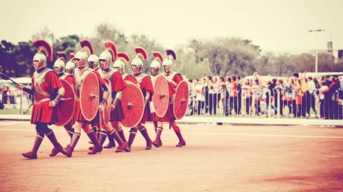 Roman Soldiers Parade in Perfect Formation
