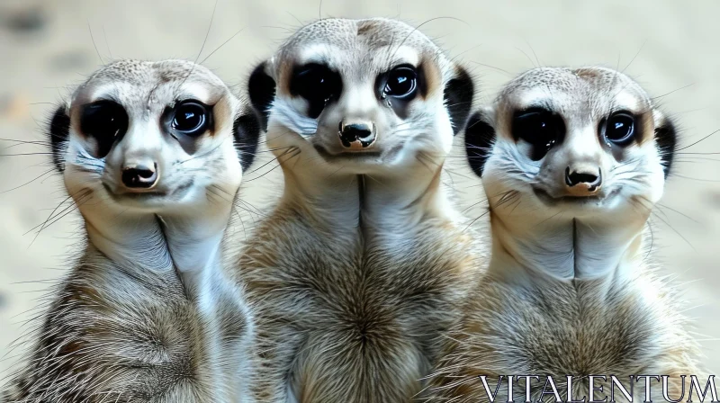 Three Meerkats Standing Upright | Captivating Wildlife Photography AI Image