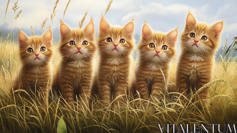 AI ART Charming Kittens in a Golden Field