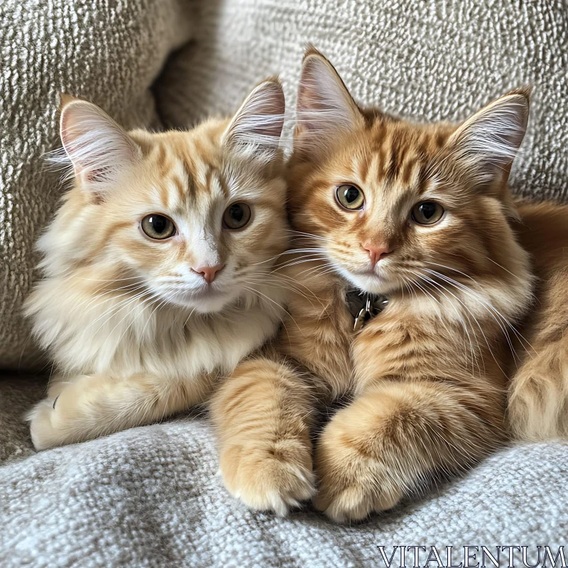 Relaxed Cats on a Plush Blanket AI Image