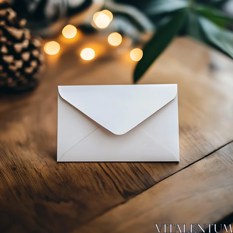 Envelope with Bokeh Lights and Rustic Elements AI Image