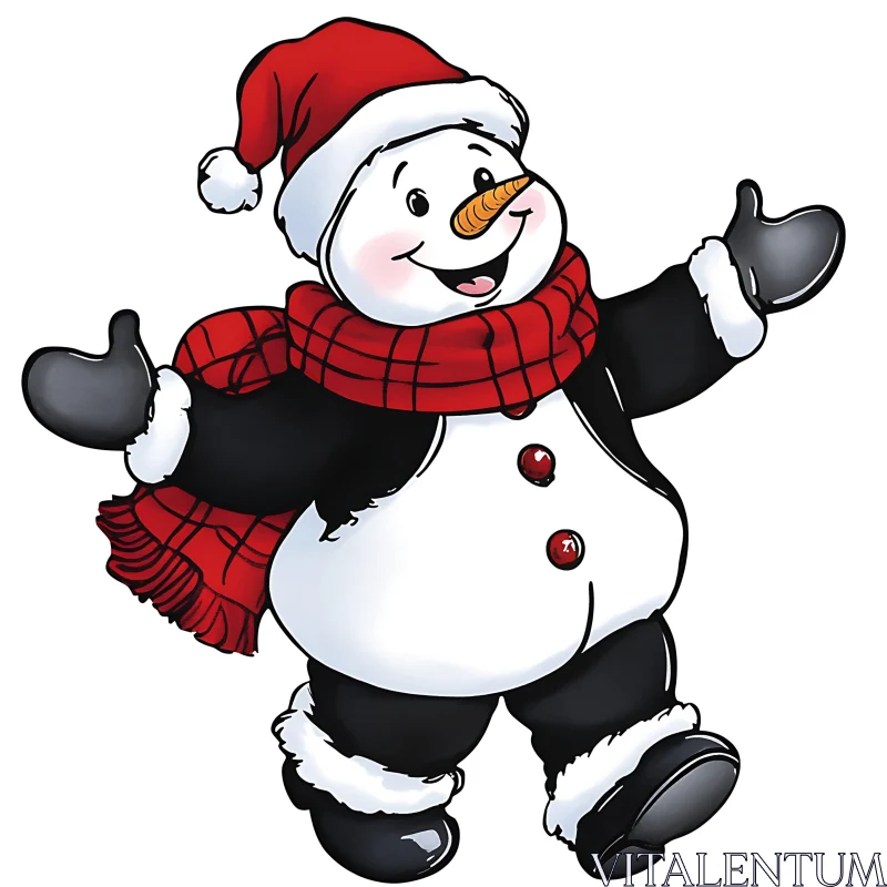 Dancing Snowman in Christmas Attire AI Image