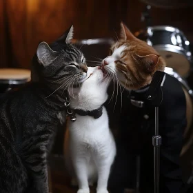 Cats Displaying Affection in a Musical Setting